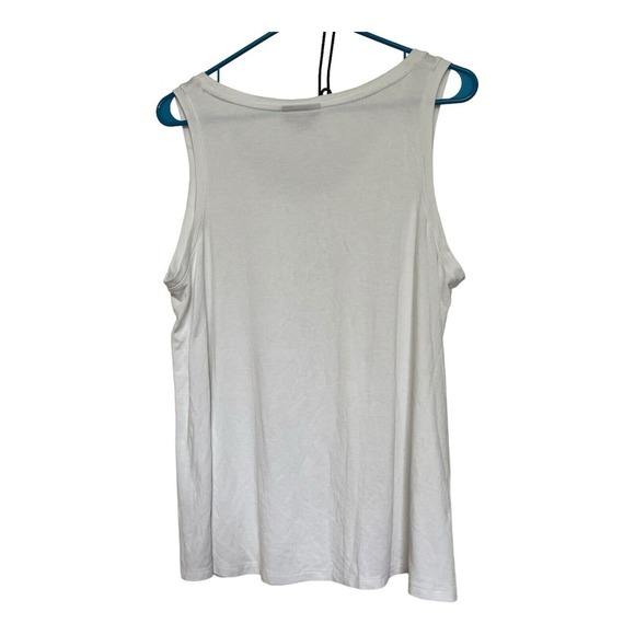Metaphor Womens Tank Top White Sleeveless Minimalist Rayon Stretch Breathable L - Picture 2 of 5